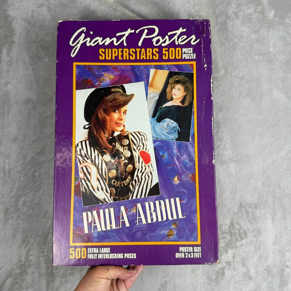 Vintage Paula Abdul Giant Poster Superstars 500 Piece Puzzle 1990 2x3 Feet MB
